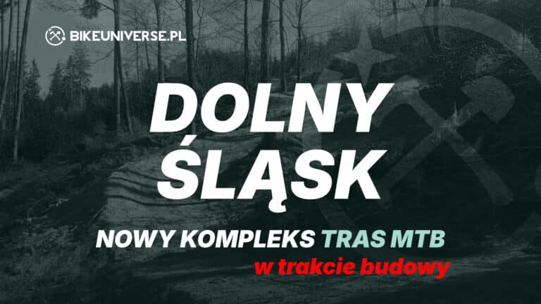 Infografika: nowy kompleks tras MTB na Dolnym Śląsku — 11,6 km, 5 tras, różne poziomy trudności, Bike Universe